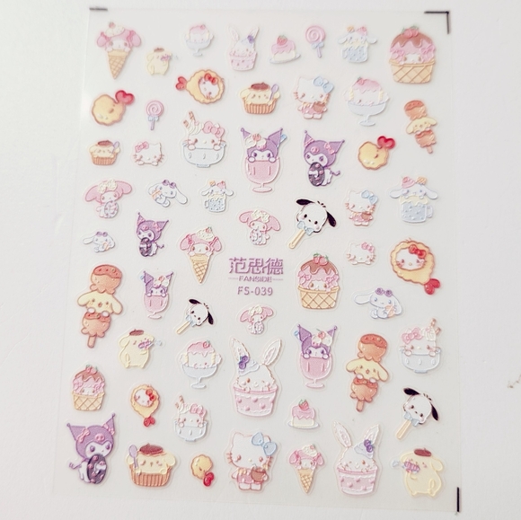⭐4/$15 Sanrio Foodie 5D Embossed Nail Art Stickers - Picture 2 of 5